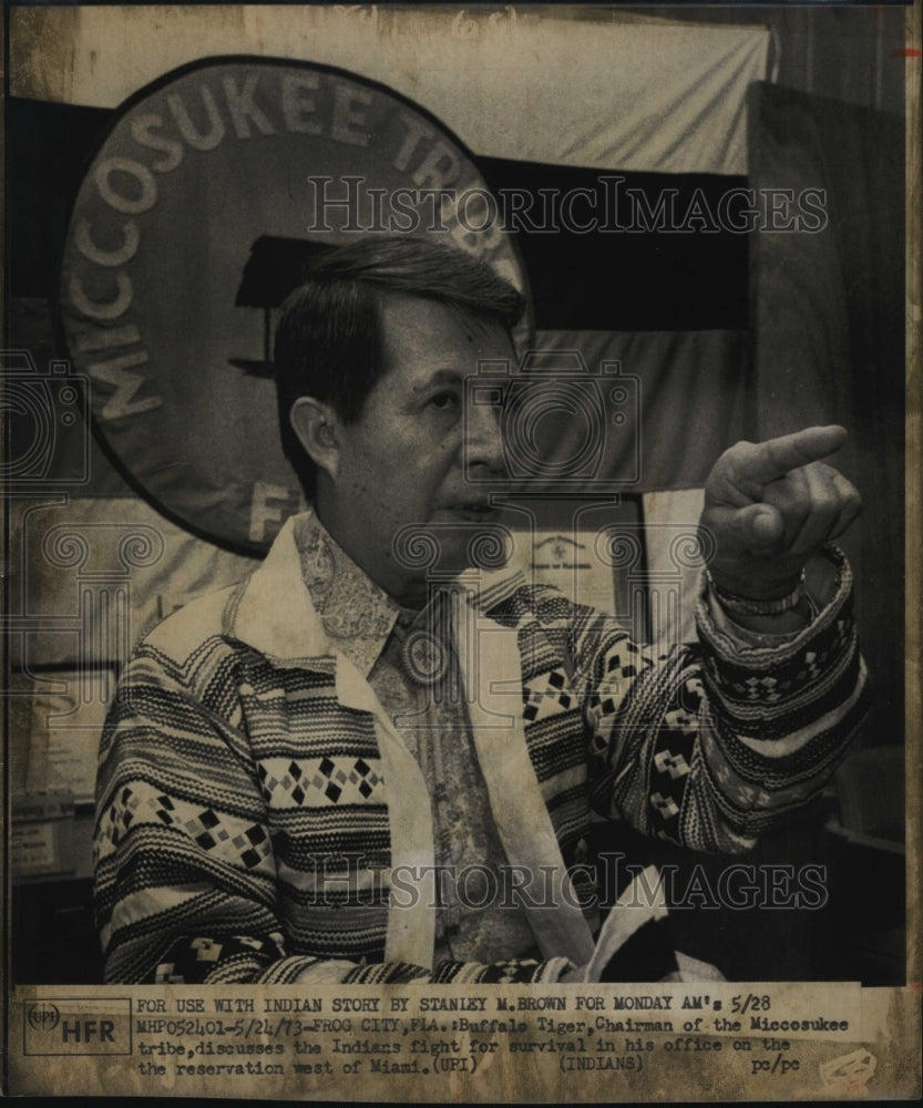 1973 Buffalo Tiger, chair of Miccosukee tribe in Fla. - Historic Images