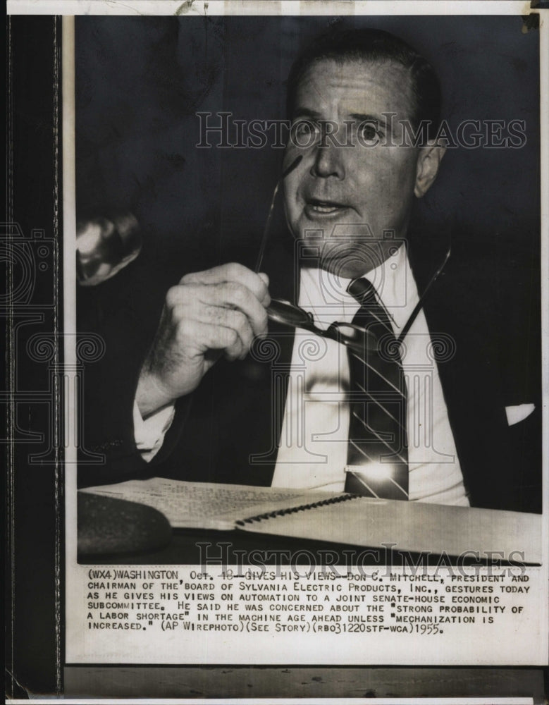 1955 Press Photo Don C. Mitchell, of Sylvania Electric products - RSM03741 - Historic Images