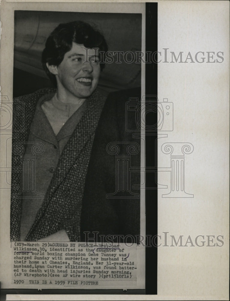 1959 Press Photo Mrs Joan Wilkinson, daughter of boxing champ Gene Tunney - Historic Images