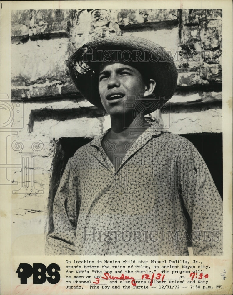 1972 Press Photo Manuel Padilla Jr stars in "The Boy & the Turtle - RSM03859 - Historic Images