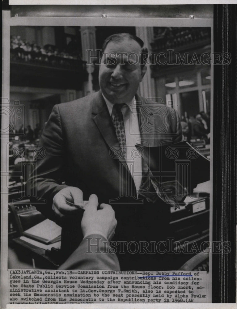 Press Photo Rep. Bobby Pafford Georgia campaign contributions House candidacy - Historic Images