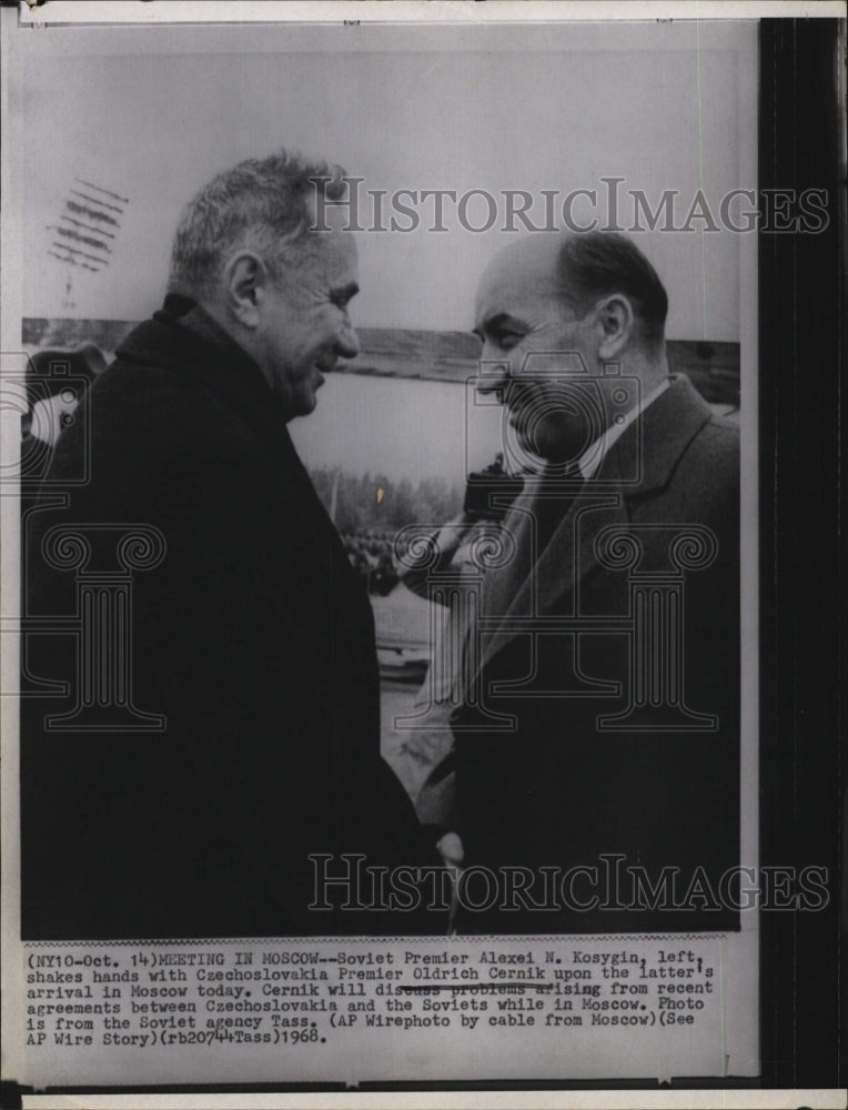 1968 Press Photo Soviet Premier Alexei N. Kosygin, Czech. Premier  O. Cernik - Historic Images