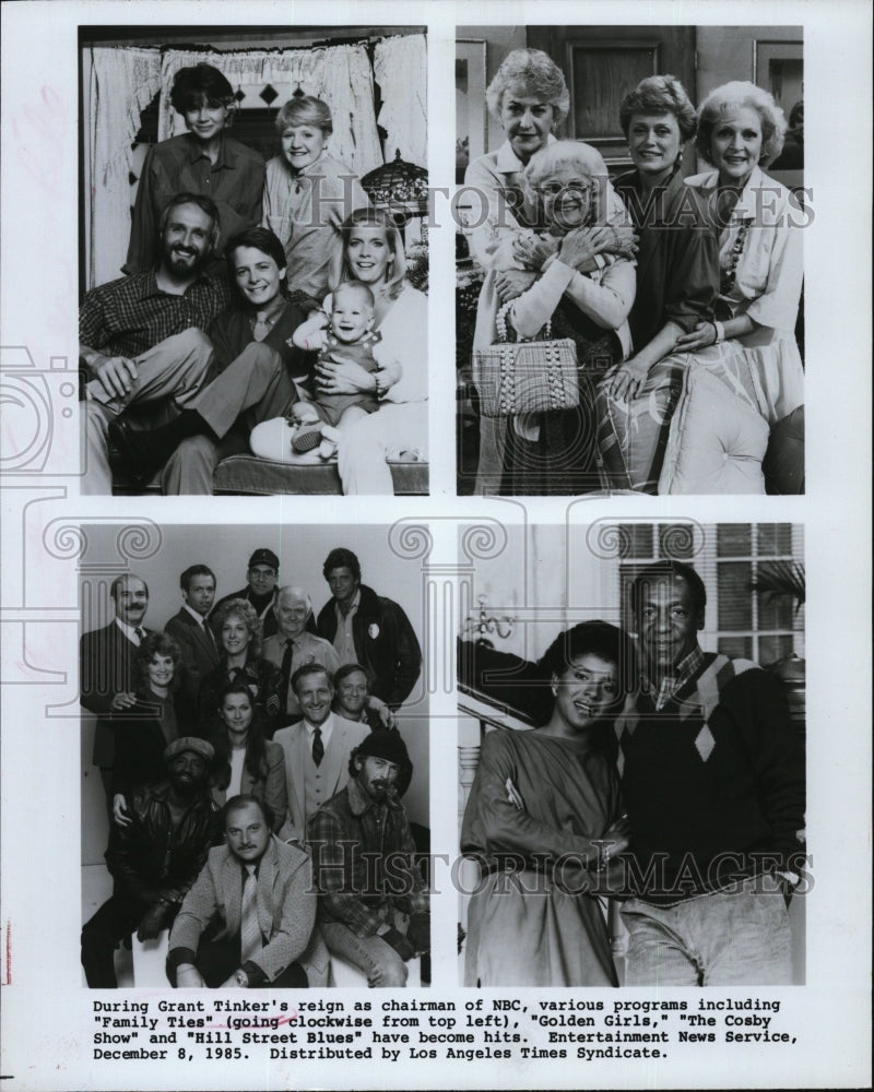 1985 Press Photo NBC Programs &quot;Family Ties&quot;, &quot;Golden Girls&quot;, &quot;The Cosby Show&quot; - Historic Images