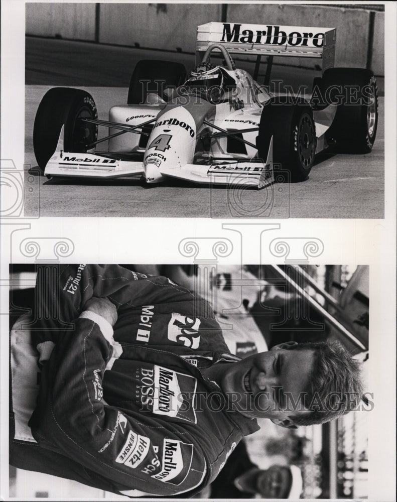 1992 Press Photo Paul Tracy of Marlboro Racing team &amp; his car - RSM05341 - Historic Images