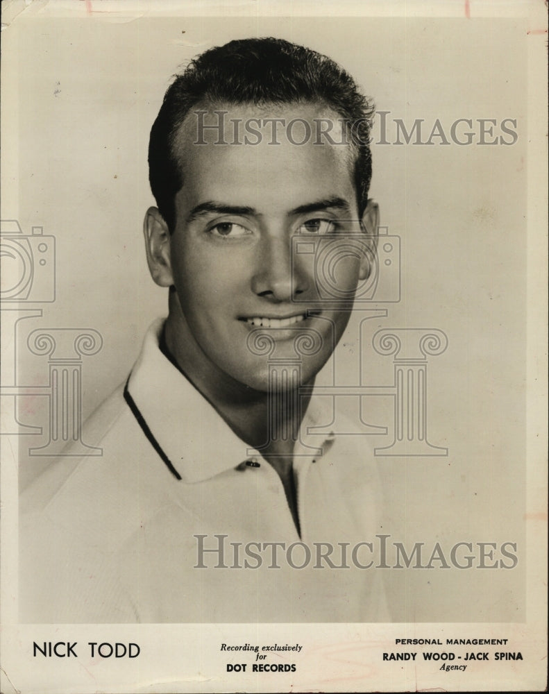 1958 Press Photo Musician Nick Todd for Dot Records - RSM05491 - Historic Images