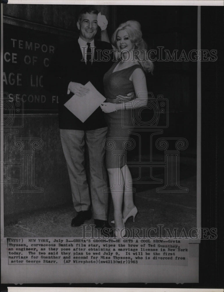 1963 Press Photo Actress Greta Thyssen To Marry Ted Gunther - RSM05517 - Historic Images