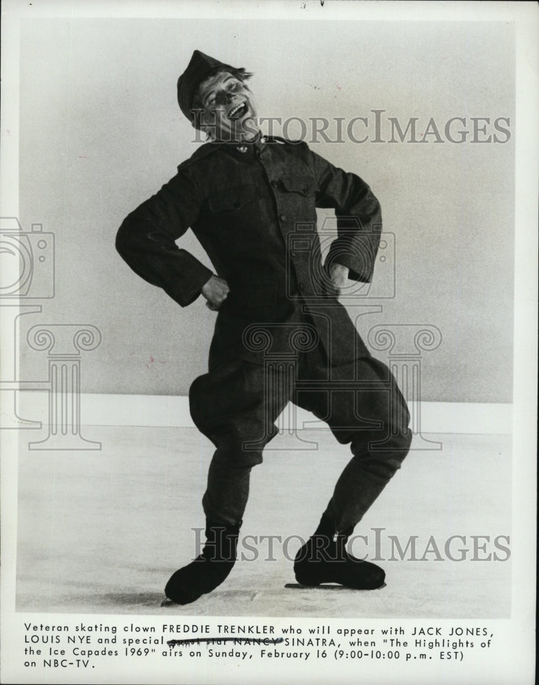 1969 Press Photo Veteran Skating Clown Freddie Trenkler - RSM05907 - Historic Images