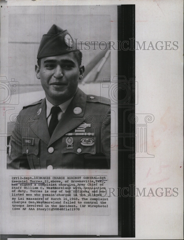 1970 Press Photo Stg. Esequiel Torres Brownsville, Texas - Historic Images