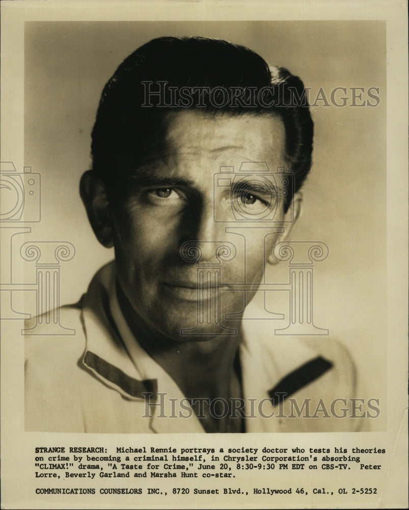 Press Photo English Actor Michael Rennie played as Doctor in &quot;Climax&quot;. - Historic Images