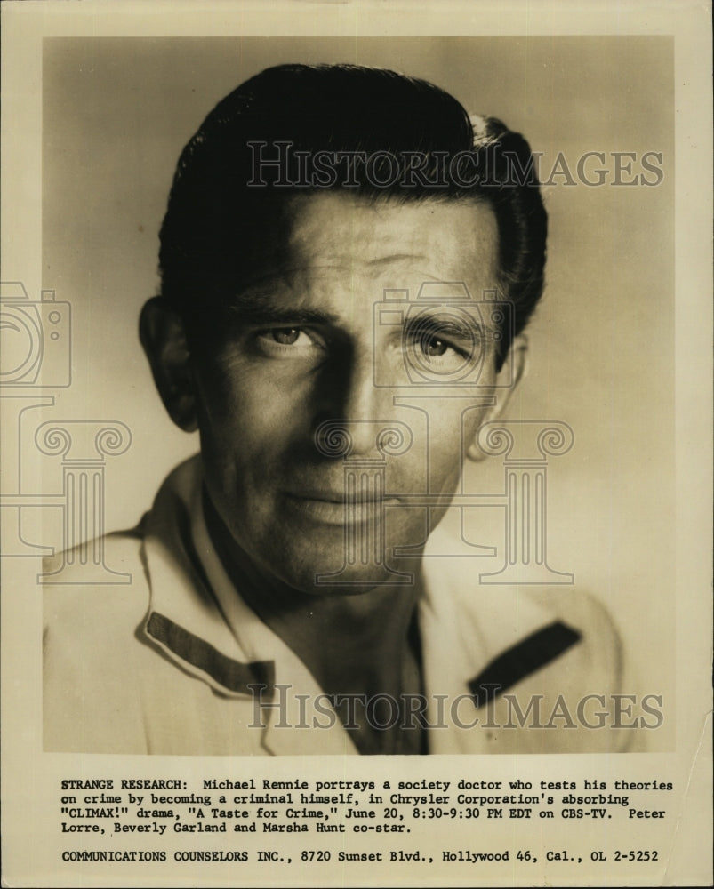 Press Photo English Actor Michael Rennie played as Doctor in "Climax". - Historic Images