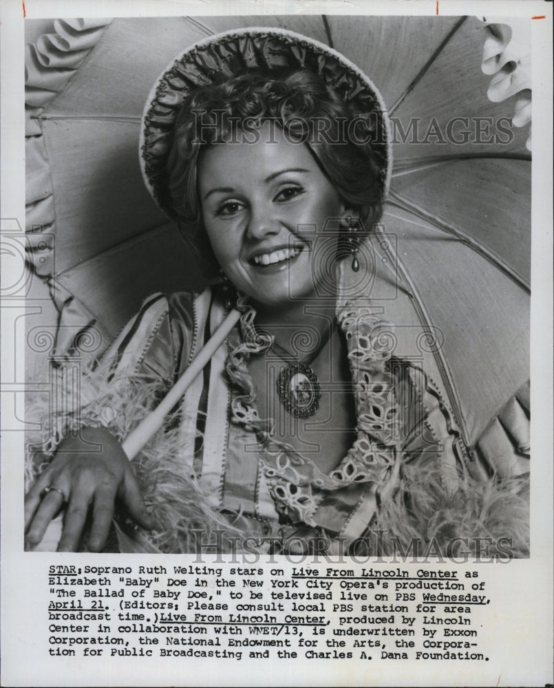 1976 Press Photo Soprano Ruth Welting as Elizabeth in &quot;Baby&quot;, in N.Y.Opera. - Historic Images