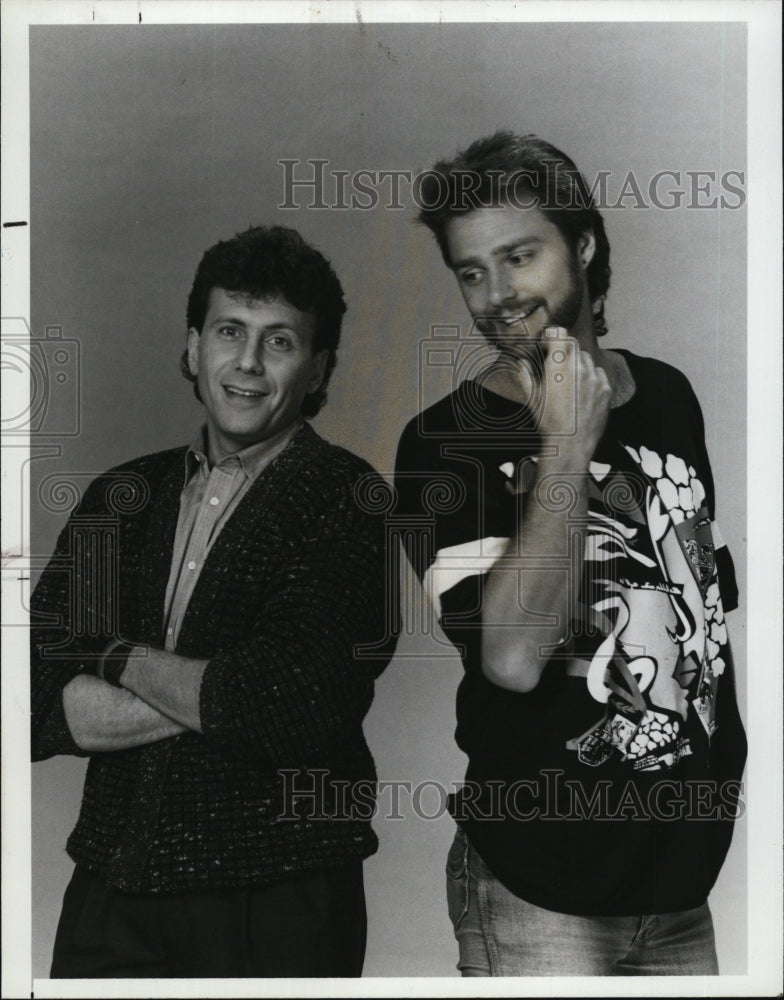 1987 Press Photo Paul Reiser &amp; Greg Evigan star on  &quot;My Two Dads&quot; - Historic Images