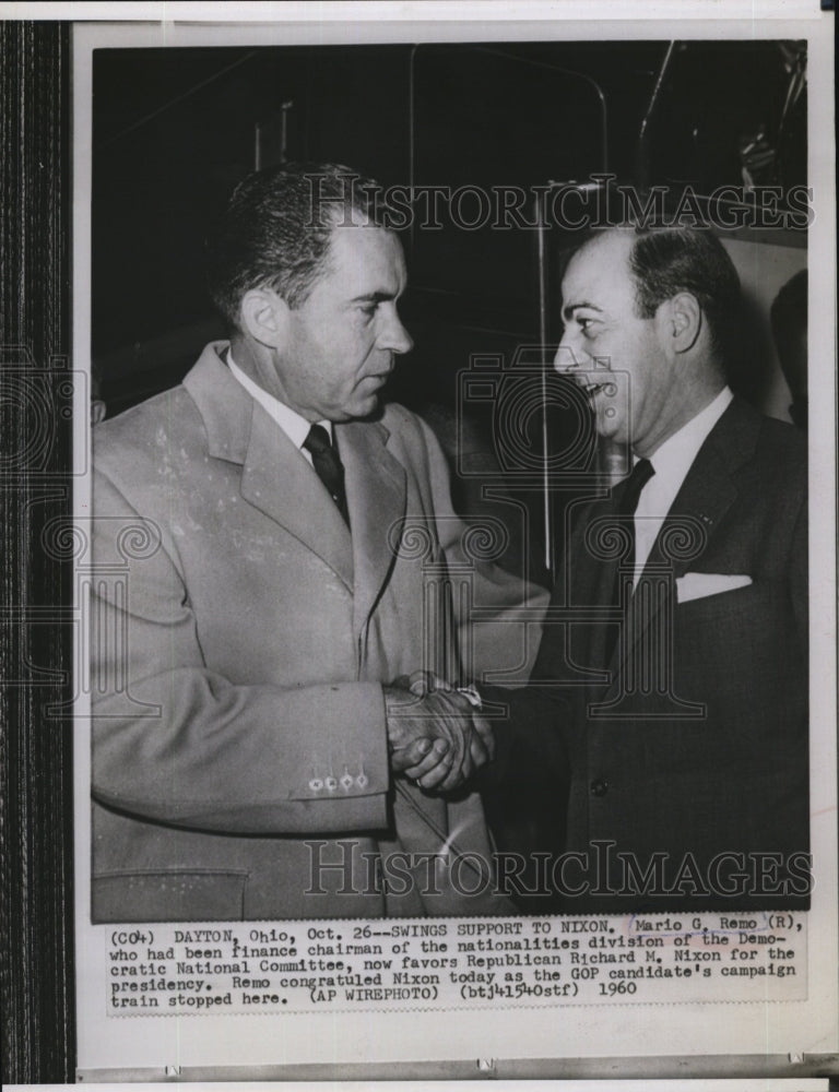 1960 Press Photo Mario G. Remo (R) &amp; Richard M. Nixon for the presidency - Historic Images