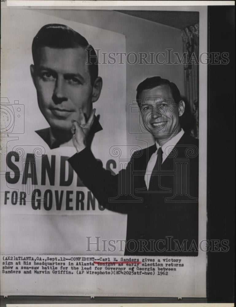 1962 Press Photo Gov. Carl Sanders of Georgia wins election - RSM06841 - Historic Images