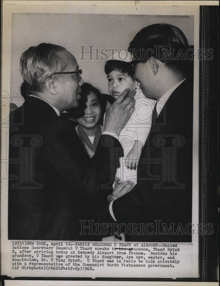 1968 Press Photo U Thant United Nations Secretary General Dr. U Ting Myint - Historic Images