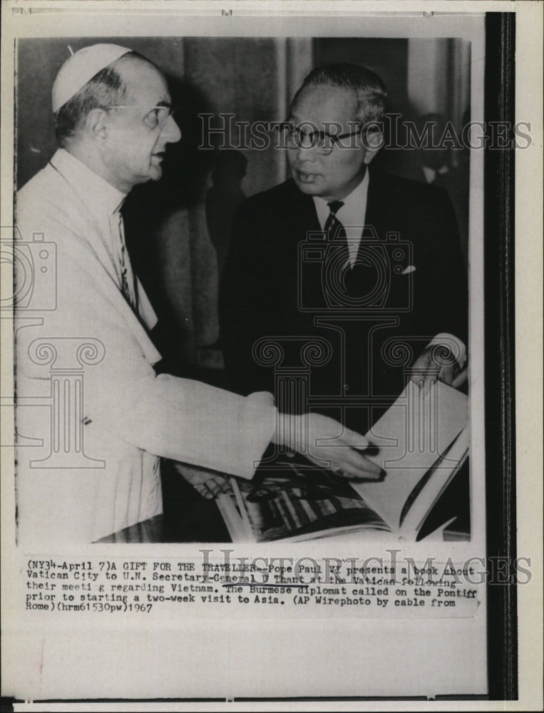 1967 Press Photo Pope Paul VI &amp; Un Sec General U Thant - Historic Images