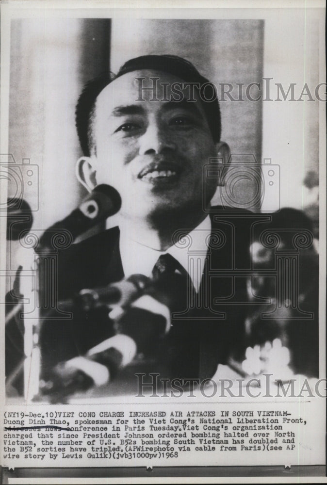 1968 Press Photo Duong Dinh Thao, spokesman for Viet Cong's Liberation front - Historic Images