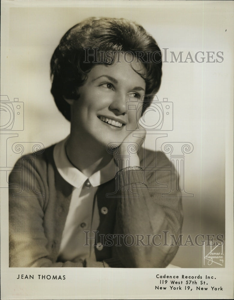 Press Photo Singer Jean Thomas entertainer recording artist - RSM07195 - Historic Images