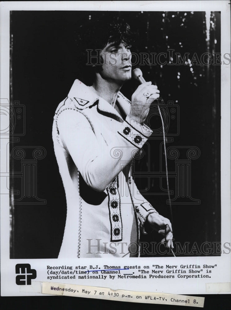 1975 Press Photo Recording star B.J. Thomas on &quot;The Merv Griffin Show&quot; - Historic Images