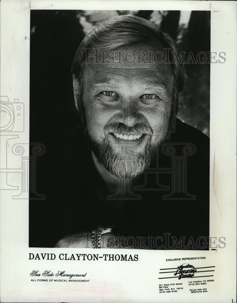 1986 Press Photo Musician David Clayton-Thomas of "Blood Sweat & Tears" - Historic Images