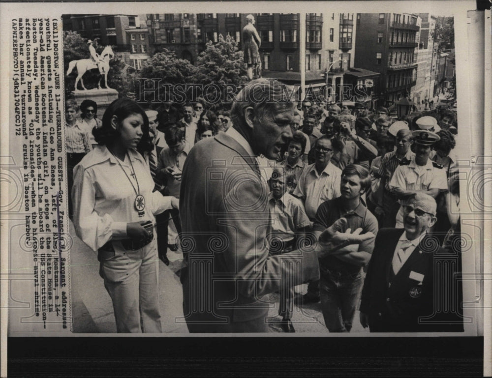 1972 Press Photo Gov. Francis Sargent State House Boston Cleo Ann Eneas - Historic Images