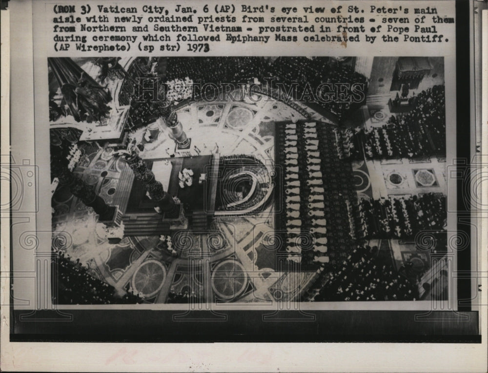 1973 Vatican City St Peter's Main Aisle Newly Ordained Priests - Historic Images