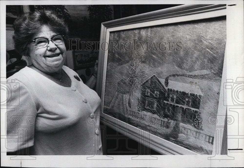 1979 Press Photo Alverta Vesey and her painting &quot;Winter&#39;s Blast&quot; - Historic Images