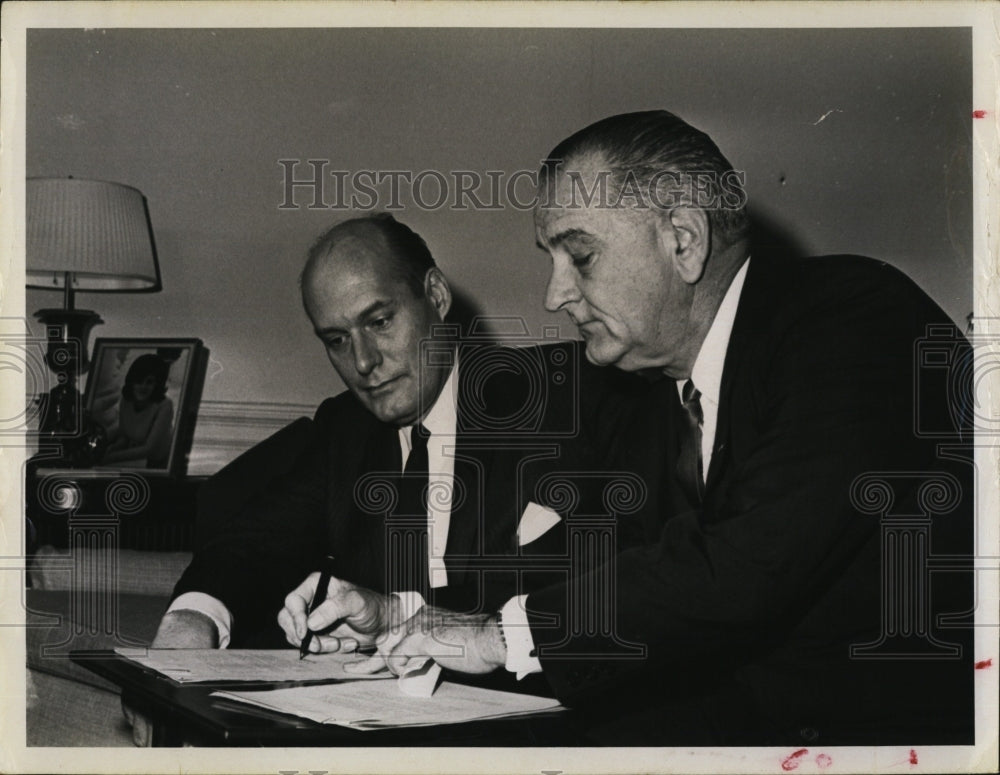 1965 Press Photo President Johnson &amp; Nicholas Katzenbach - Historic Images