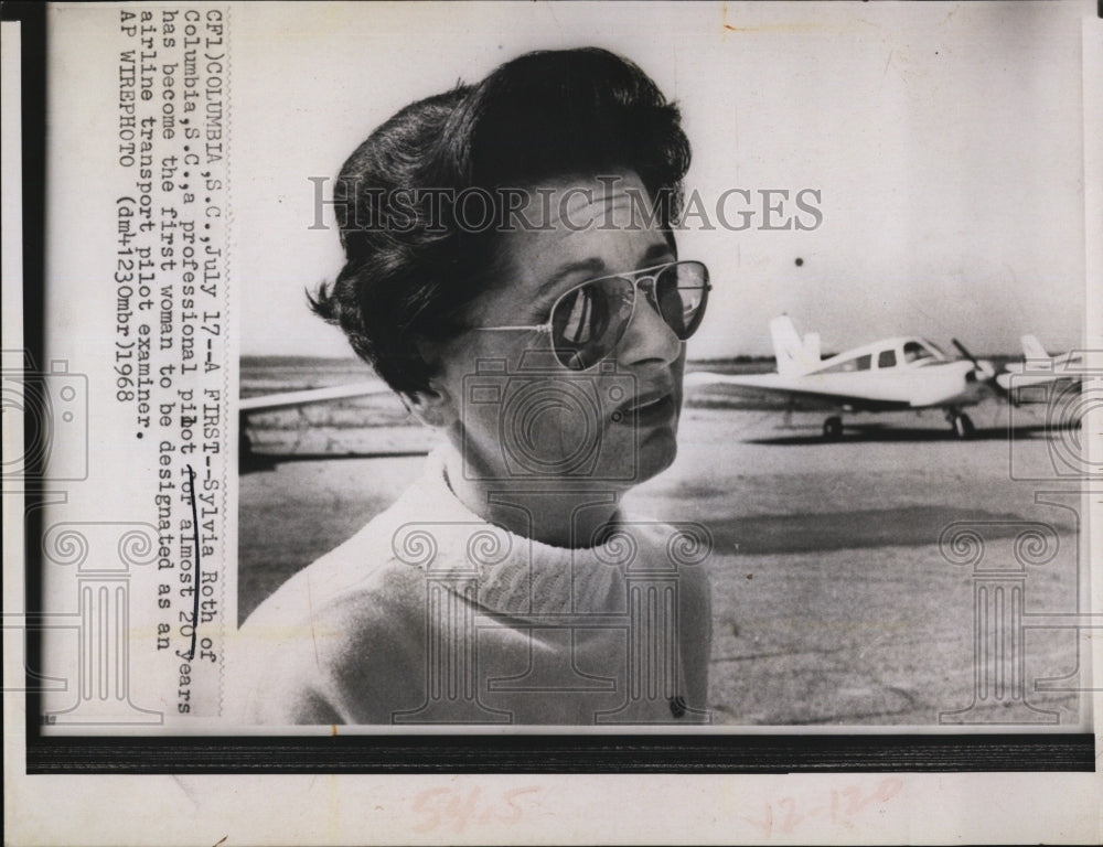 1968 Press Photo Pilot Sylvia Roth 1st Woman to be Airline Transport Examiner - Historic Images