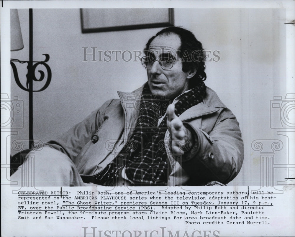 1984 Press Photo Author Philip Roth of &quot;The Ghost Writer&quot; - RSM07947 - Historic Images