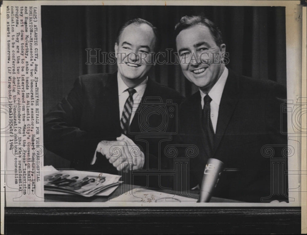 1964 Press Photo Senator Hubert Humphrey, Sen. Eugene McCarthy - Historic Images