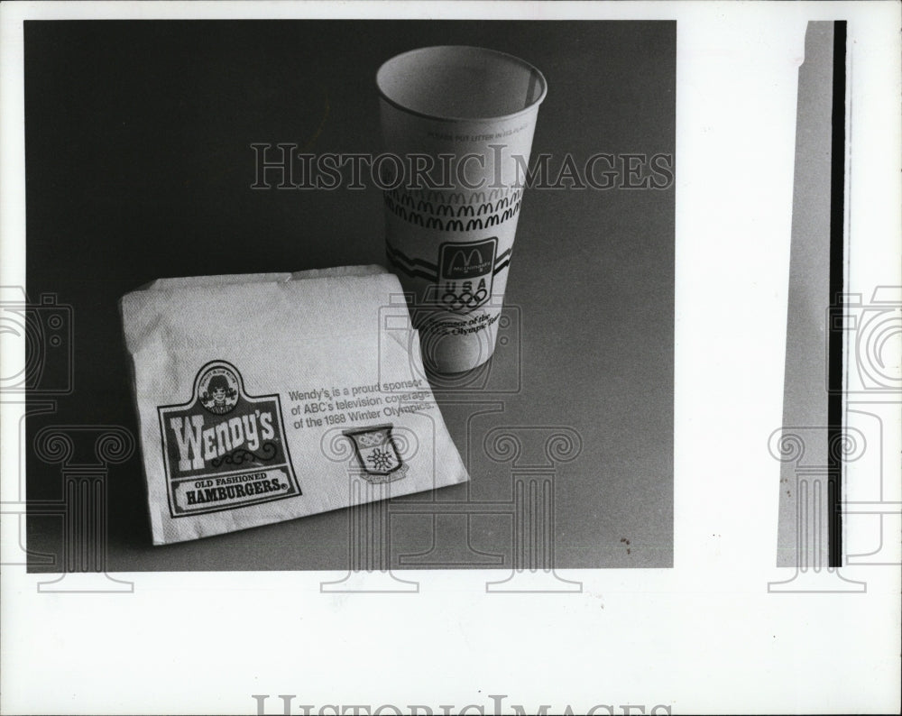 1988 Press Photo McDonald&#39;s, Wendy&#39;s Olympic promotions - RSM08389 - Historic Images