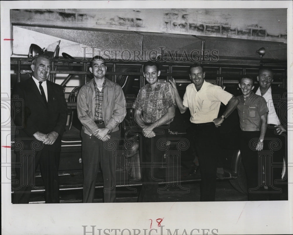 1964 Press Photo Tarpon Springs Fire Dept.:Herman Burrus &amp; son Lusby; R. Gause - Historic Images