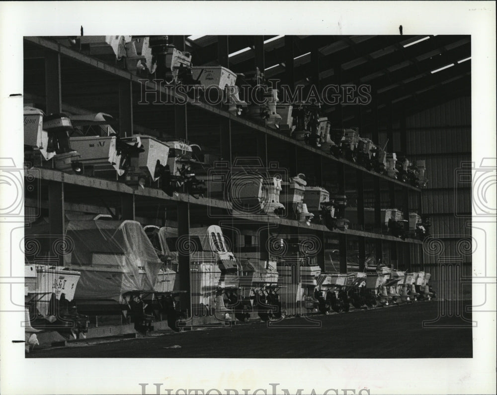 1981 Press Photo Port Tarpon Springs Marina Boats in Storage - Historic Images