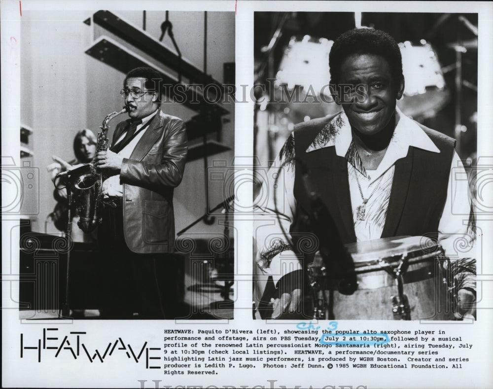 1985 Press Photo Paquito D&#39;Rivera, Mongo Santamaria &quot;Heatwave&quot; - RSM08695 - Historic Images