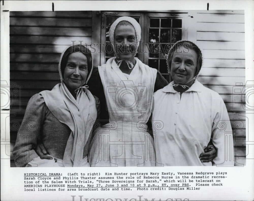 1985 Press Photo Kim Hunter & Vanessa Redgrave in "Three Sovereigns for Sarah" - Historic Images