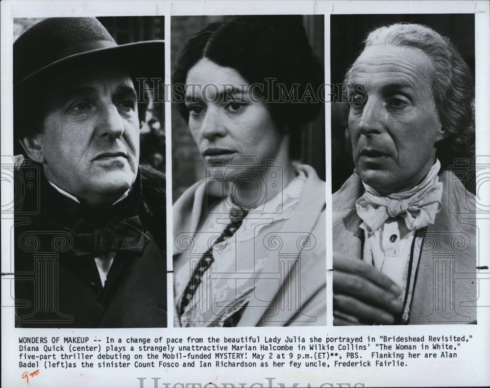 1985 Press Photo Diana Quick, Alan Badel & Ian Richardson in The Woman in White - Historic Images