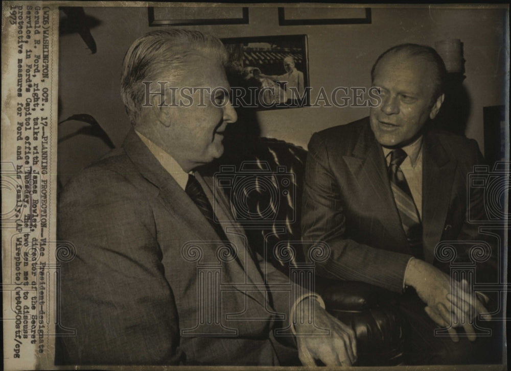 1973 Press Photo Vice Pres Gerald Ford &amp; James Rowley - RSM09019 - Historic Images