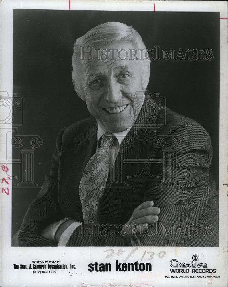 1986 Press Photo Stan Kenton on Creative World Records - RSM09105 - Historic Images