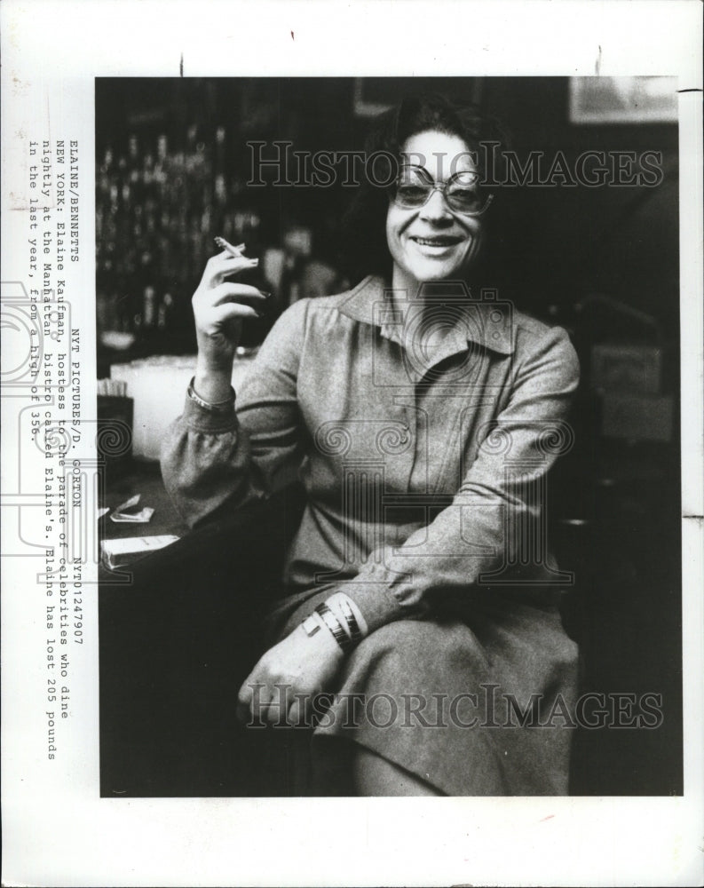 1976 Press Photo Manhattan Bistro Hostess Elaine Kaufman Loses 205 Pounds - Historic Images