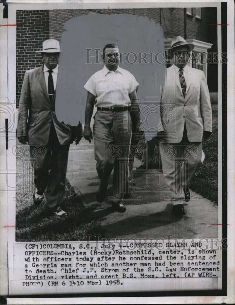 1958 Press Photo Charles Rocky Rothschild officers slaying Georgia man Chief - Historic Images