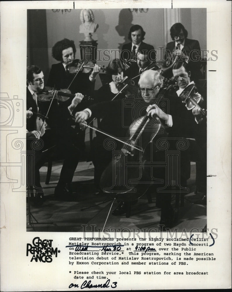 1986 Press Photo cellist Mstislav Rostropovich Haydn concerti - Historic Images