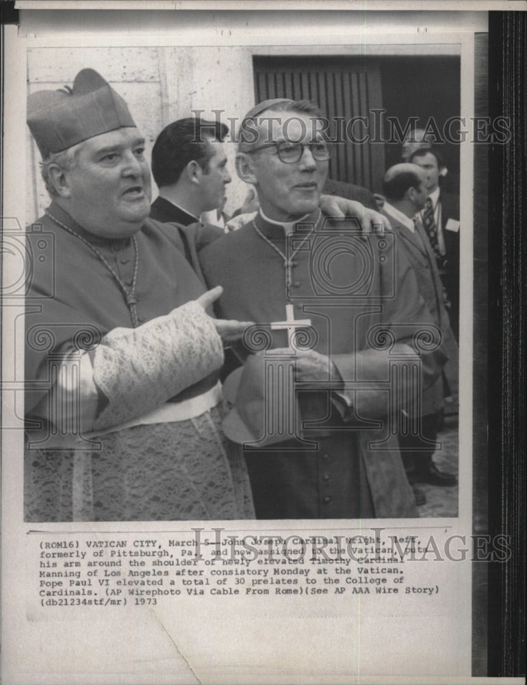 19743 John Joseph Cardina; Wright, Timothy Cardinal Manning-Historic Images