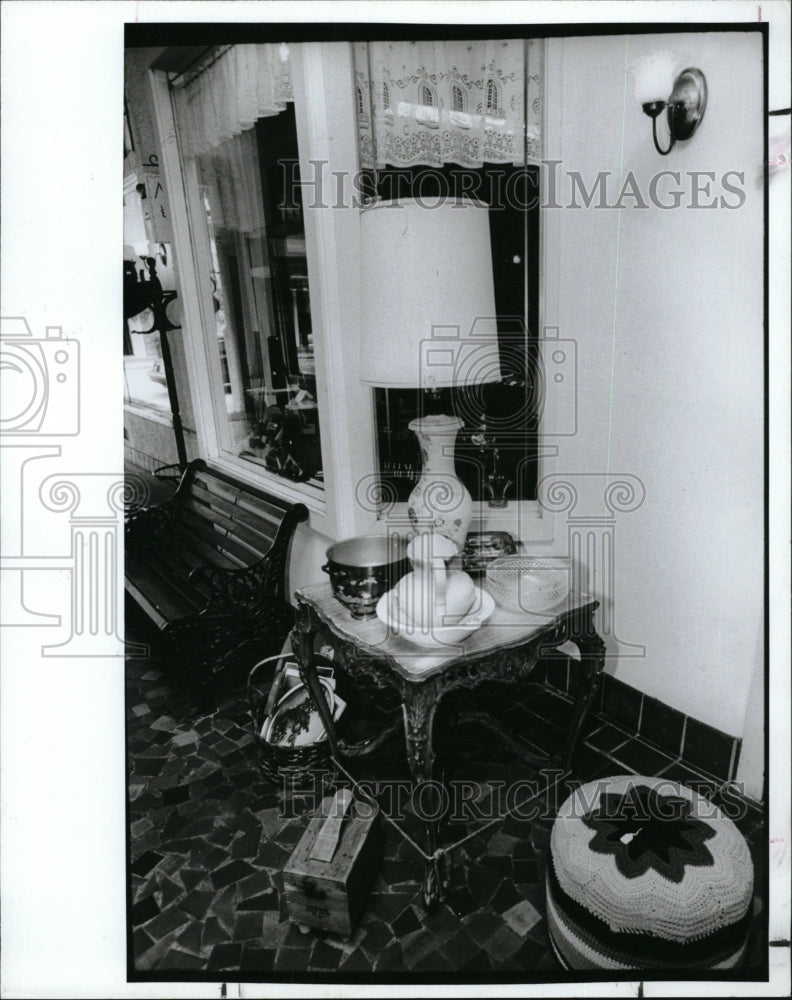 1991 Antique Table &amp; Lamo at Mam&#39;s Attic - Historic Images