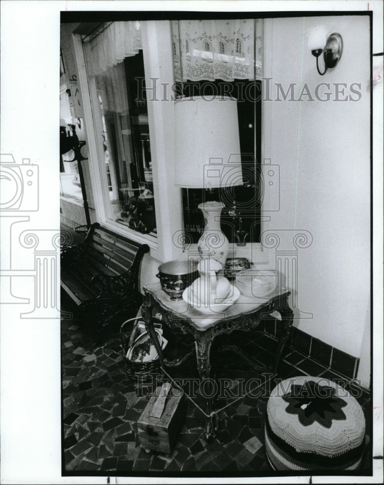 1991 Antique Table & Lamo at Mam's Attic - Historic Images