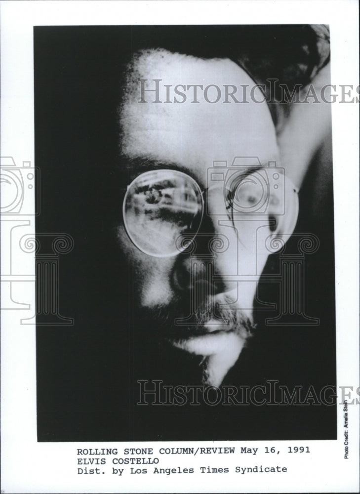 1991 Press Photo English singer and songwriter Elvis Costello - Historic Images