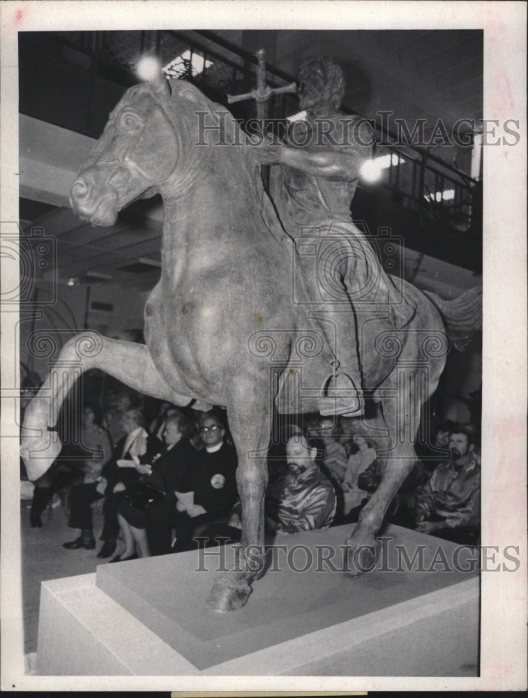 1972 Press Photo Hernando De Soto Sculpture in Bradenton Perez Equestrian - Historic Images