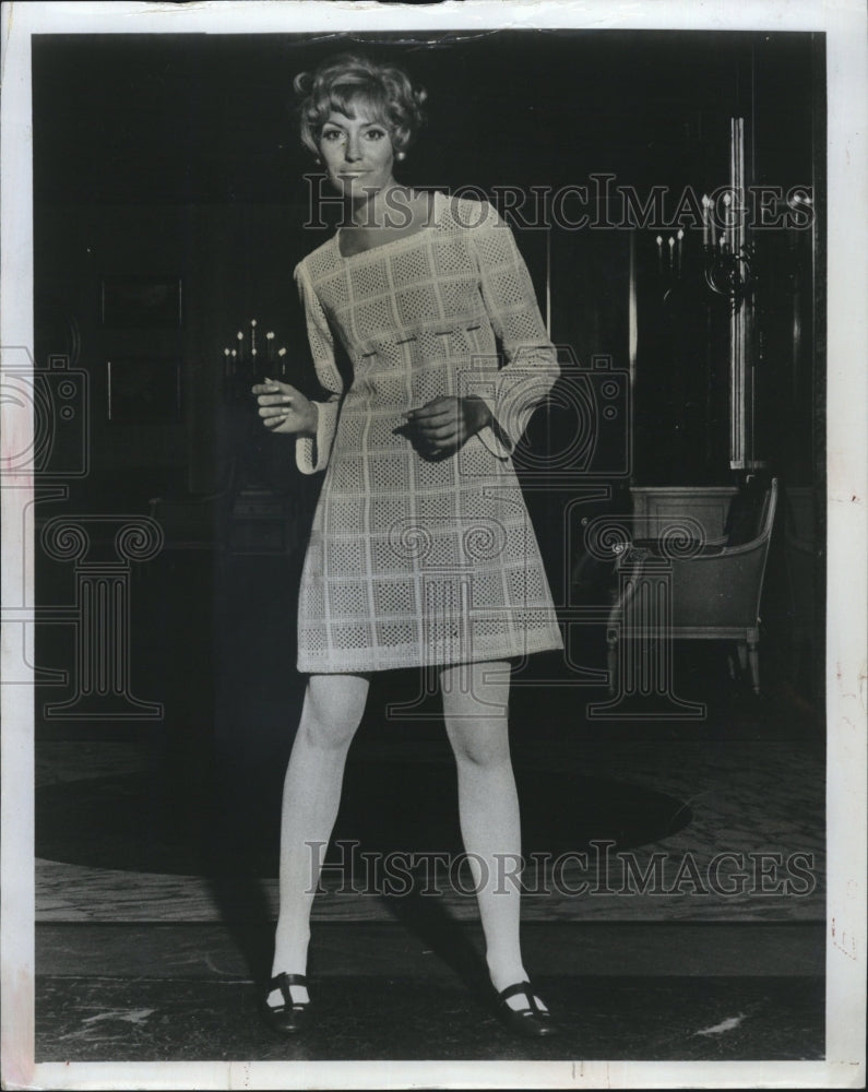 See-through junior dress of candy pink, over a deeper pink lining - Historic Images