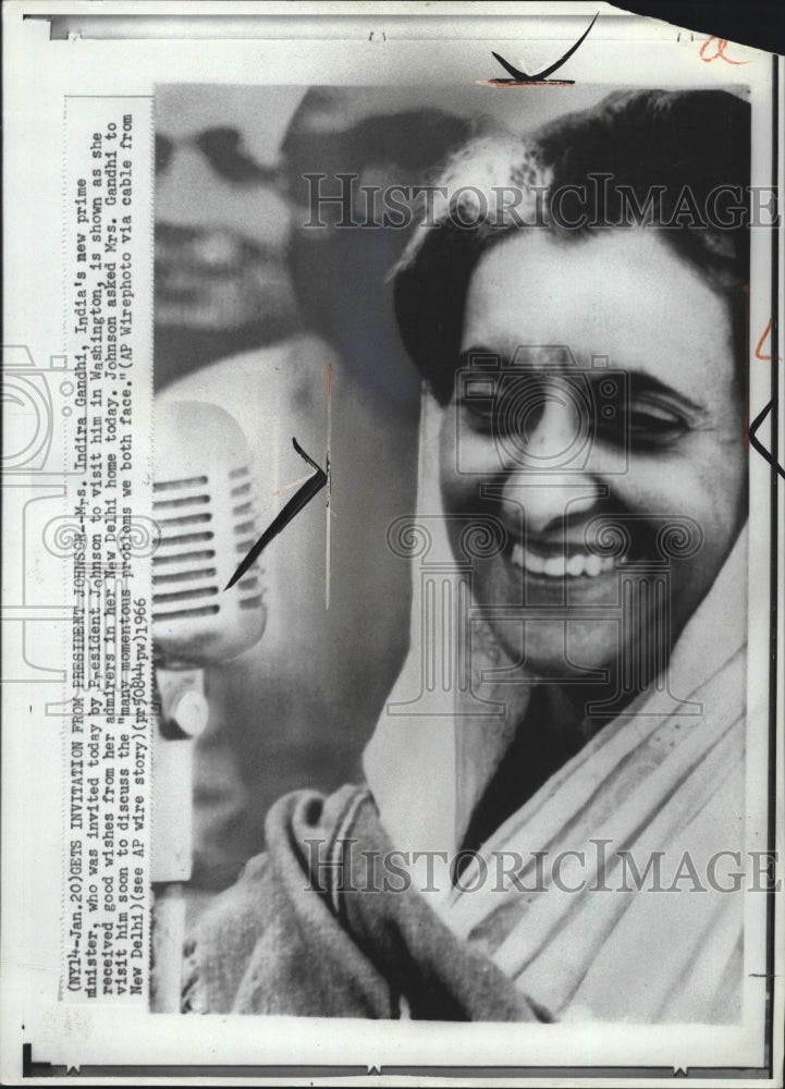 1966 Press Photo Mrs. Indira Gandhi, India&#39;s new Prime Minister - RSM10555 - Historic Images