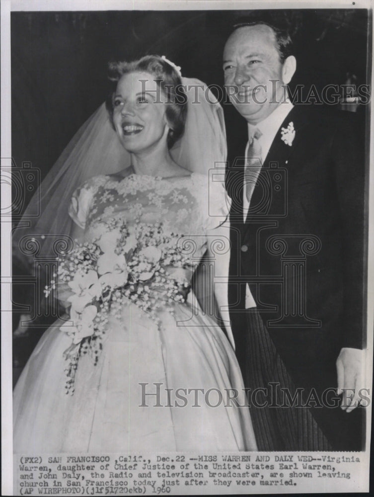 1960 Press Photo John Daly Virginia Warren Wedding San Francisco - RSM11117 - Historic Images